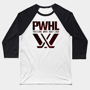 Distressed red black pwhl logo Baseball T-Shirt